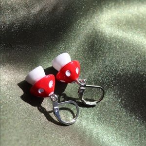 Red Mushroom Hypoallergenic Huggie Earrings